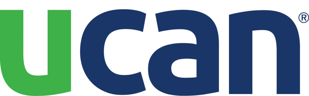 UCAN logo with a green letter “u” and blue letters “can,” representing the Florida track club.